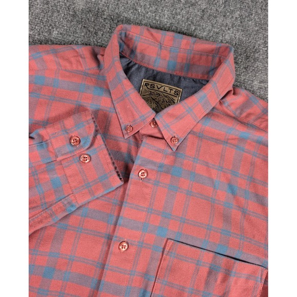 RSVLTS Other - RSVLTS Borland Flannels Shirt Mens Small Red Blue Plaid Long Sleeve
